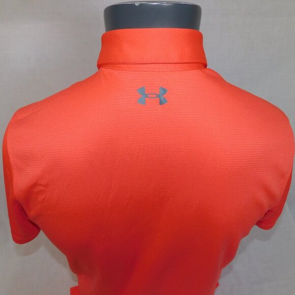 Under Armour UA Tech Shirt Racer Red Pitch Gray Orange Mens S Golf Polo - Picture 9 of 9